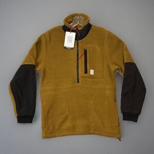 TOPO DESIGNS Mountain Fleece Pullover 1/4 Zip Jacket Tan Teddy NEW NWT